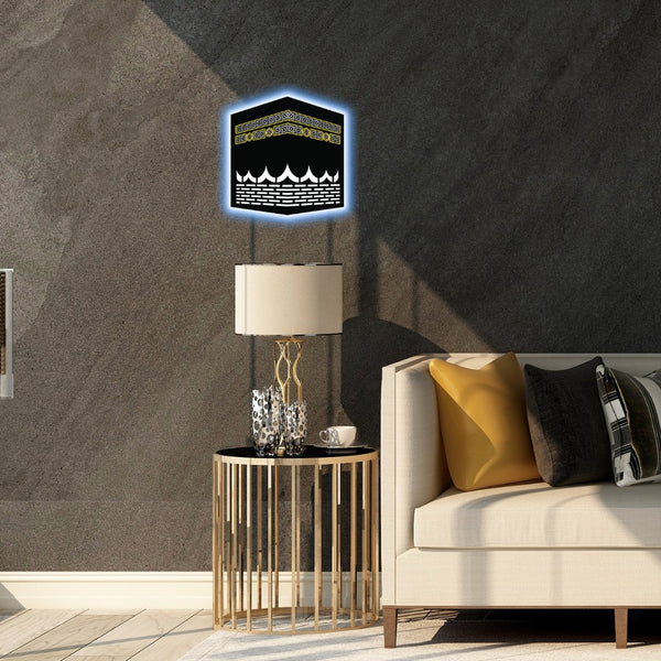 LED Wall Art Inspired by the Kaaba – Elegant Islamic Home Decoration (12x12 inches)
